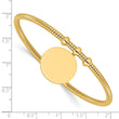 14K Polished and Textured Flexible Circle Dangle Bangle Bracelet