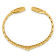 14k Polished Textured Fancy Link Hinged Cuff Bracelet