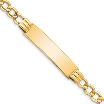 14k Semi-Solid Curb Link ID Bracelet