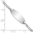 14k White Gold Semi-Solid Oval Figaro ID Bracelet