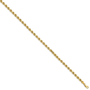 14K 7 inch 4mm Semi Solid Diamond-cut Rope with Lobster Clasp Chain