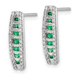 14K White Gold Lab Grown Diamond and Created Emerald Fancy Earrings
