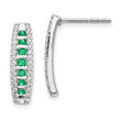 14K White Gold Lab Grown Diamond and Created Emerald Fancy Earrings