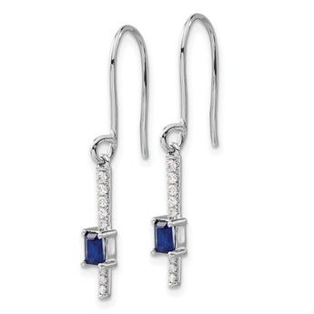 14K White Gold Lab Grown Diamond and Created Sapphire Fancy Earrings