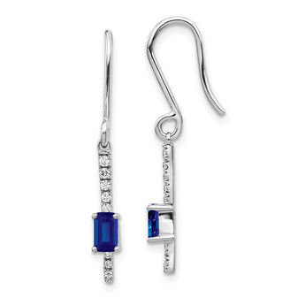 14K White Gold Lab Grown Diamond and Created Sapphire Fancy Earrings