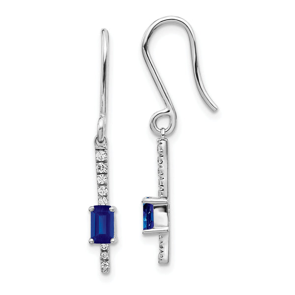 14K White Gold Lab Grown Diamond and Created Sapphire Fancy Earrings