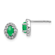 14K White Gold Lab Grown Diamond and Cabochon Cr Emerald Earrings