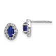 14K White Gold Lab Grown Diamond and Cabochon Cr Sapphire Earrings