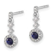 14K White Gold Lab Grown Diamond and Cabochon Cr Sapphire Earrings
