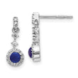 14K White Gold Lab Grown Diamond and Cabochon Cr Sapphire Earrings