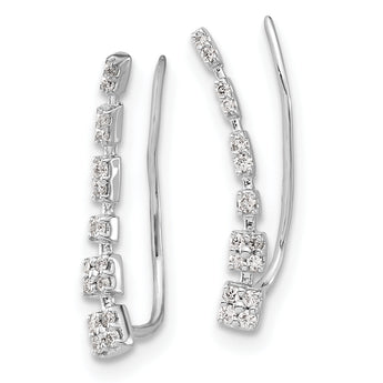 10k White Gold Diamond Graduated Ear Climber Earrings