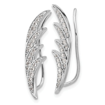 10k White Gold Diamond Ear Climber Earrings