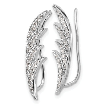 14K White Gold Lab Grown Diamond Ear Climber Earrings