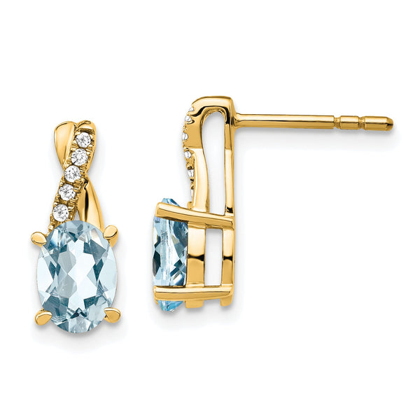 10k Aquamarine and Diamond Earrings