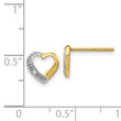14k and Rhodium Diamond Heart Post Earrings