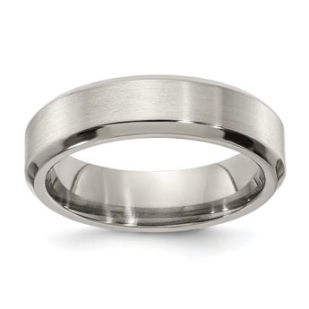 Edward Mirell Titanium Brushed/Polished Beveled Edge 6mm Band Size 13