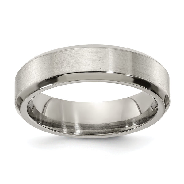 Edward Mirell Titanium Brushed/Polished Beveled Edge 6mm Band Size 13