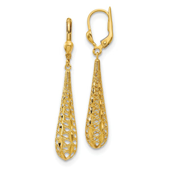 14K Polished Fancy Leverback Earrings