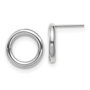 14K White Gold Polished Circle Post Earrings