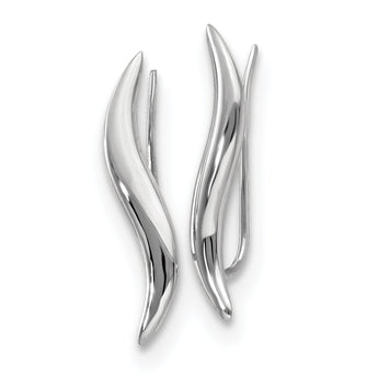 14K White Gold Polished Fancy Ear Climber Earrings