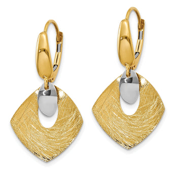 14K Polished and Textured Fancy Leverback Earrings