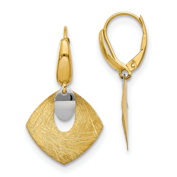 14K Polished and Textured Fancy Leverback Earrings