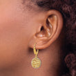 14K w/Rhodium Polished D/C Hollow Earrings