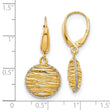 14K w/Rhodium Polished D/C Hollow Earrings