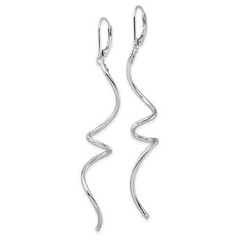 14K White Gold Twisted Leverback Earrings