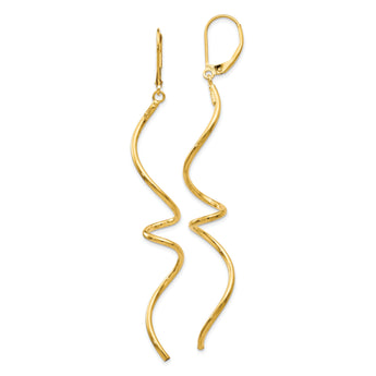 14K Polished Twisted Leverback Earrings