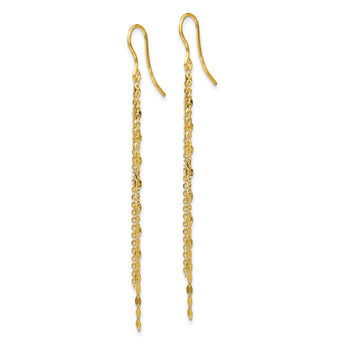 14K Polished Tassel Dangle Shephard Hook Earrings