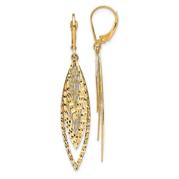 14k Polished D/C Leverback Earrings