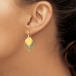 14k White Rhodium Polished Brushed D/C Dangle Earrings