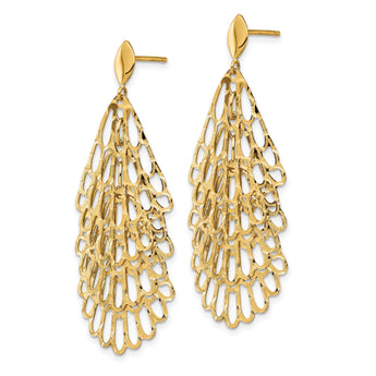 14K Polished and Textured Post Dangle Earrings