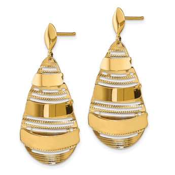 14K Polished and Brushed Post Dangle Earrings