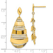 14K Polished and Brushed Post Dangle Earrings
