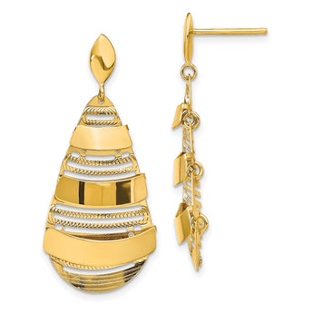 14K Polished and Brushed Post Dangle Earrings