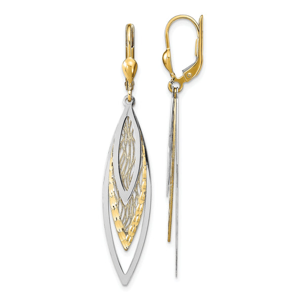 14k Two-tone Polished D/C Leverback Earrings