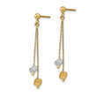14K Two-tone Polished Beaded Post Dangle Earrings