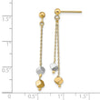 14K Two-tone Polished Beaded Post Dangle Earrings