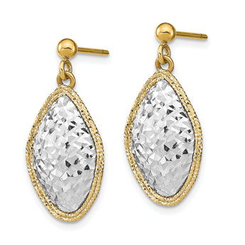 14k Two-Tone Polished D/C Post Dangle Earrings