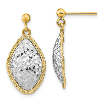 14k Two-Tone Polished D/C Post Dangle Earrings