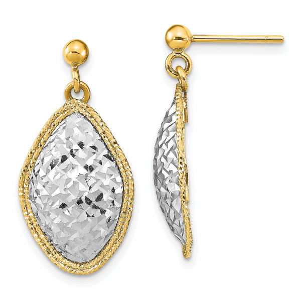 14k Two-Tone Polished D/C Post Dangle Earrings