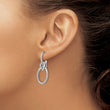 14K White Gold Polished Textured Post Dangle Earrings
