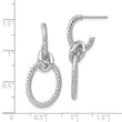 14K White Gold Polished Textured Post Dangle Earrings