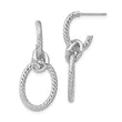 14K White Gold Polished Textured Post Dangle Earrings