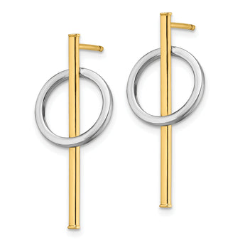 14K Two-tone Post Dangle Earrings