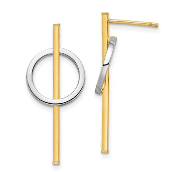 14K Two-tone Post Dangle Earrings