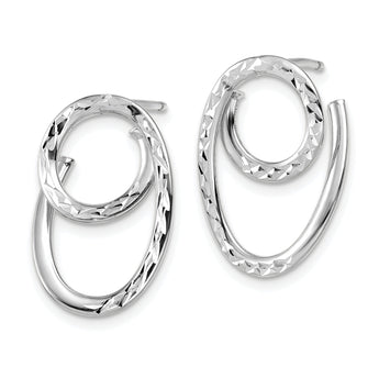 14K White Gold D/C Post Dangle Earrings