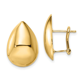 14K Polished Teardrop Omega Back Earrings